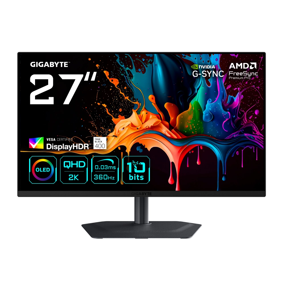 Gigabyte MO27Q3 27 2560x1440 QHD 360Hz 0.03 ms HDMI DP Type-C Vesa Display HDR True Black 400 FreeSync OLED Gaming Monitör