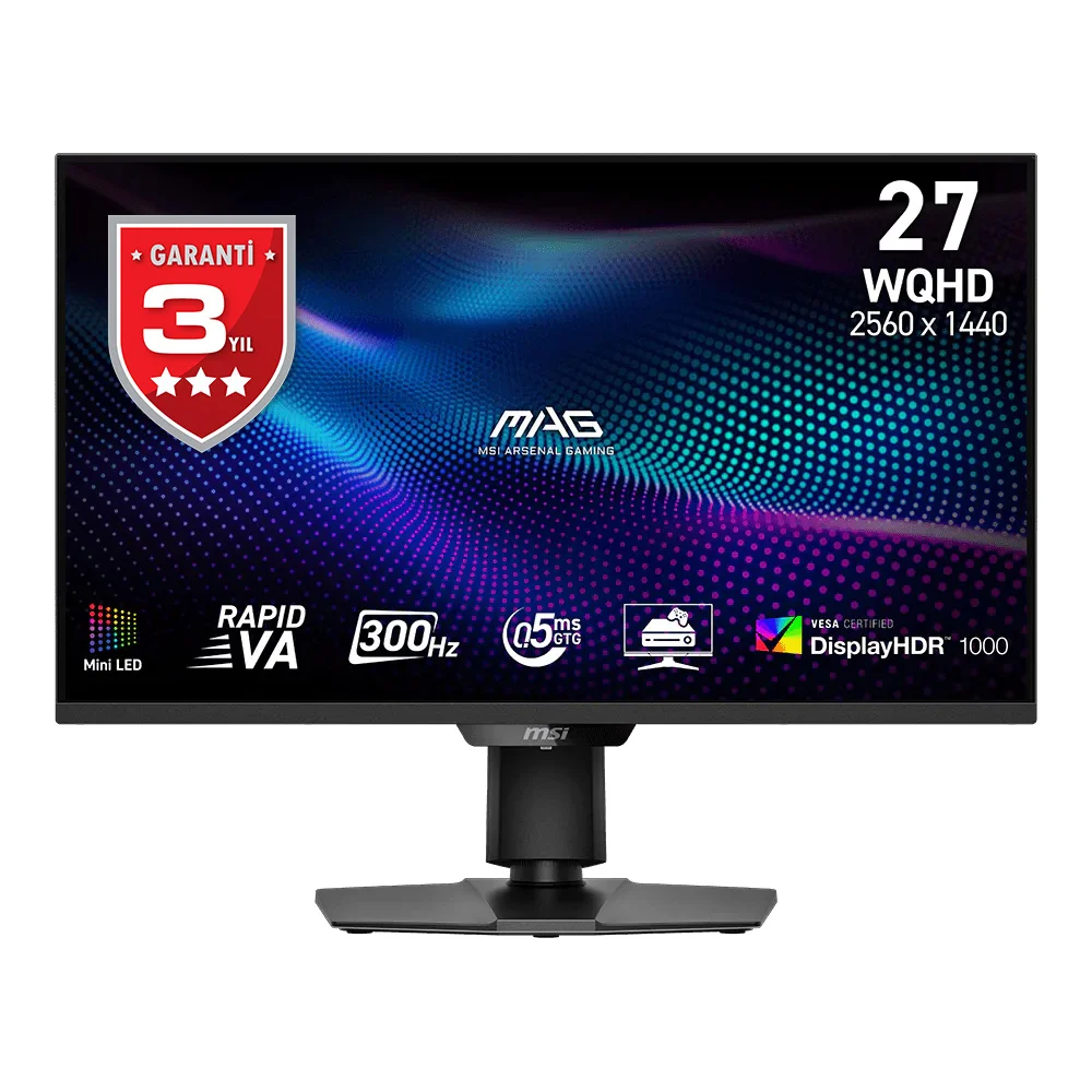 MSI MAG 274QPF X30MV 27 2560x1440 WQHD 300Hz 0.5ms HDMI DP Vesa Display HDR 1000 Adaptive Sync Rapid VA Gaming Monitör