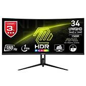 MSI MAG 342CQR E2 34 3440x1440 180Hz 1ms HDMI DP FreeSync Premium Curved 1500R Gaming Monitr