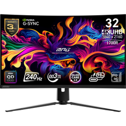 MSI MPG 321CURX QD-OLED 31.5 3840x2160 UHD 240Hz 0.03 ms Curve 1700R QD-OLED HDMI DP Type-C True Black 400 Gaming Monit�r