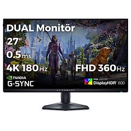 Dell Alienware AW2725QF 27 Dual znrlk 4K 180Hz - FHD 360Hz 0.5ms HDMI DP Type-C HDR 600 G-Sync IPS Gaming Monitr