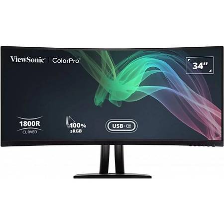 ViewSonic VP3481A 34 3440x1440 100Hz 5ms HDMI DP Type-C HDR10 Curved Led Monitr