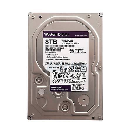 WD Purple 3.5 8TB 7200Rpm 256Mb Sata 3 7/24 Güvenlik Diski WD82PURZ