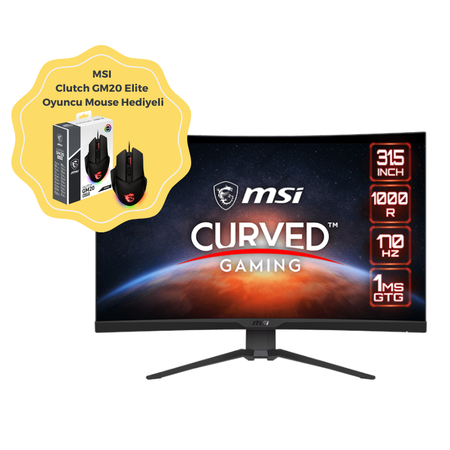 MSI MAG 325CQRF QD 31.5 2560x1440 170Hz 1ms FreeSync Premium HDMI DP Type-C Curved 1000R Led Monitr