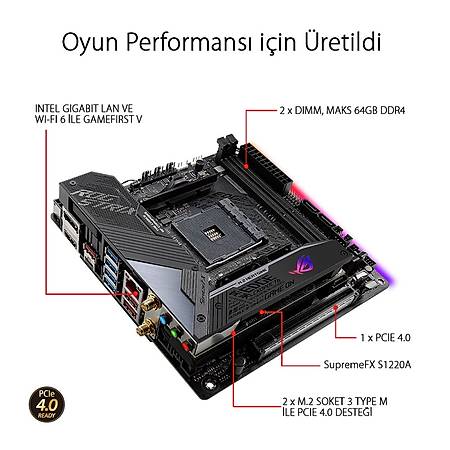 ASUS ROG STRIX X570-I GAMING X570 DDR4 4800MHz (OC) HDMI DP M.2 Mini-ITX AM4