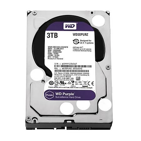 WD Purple 3.5 3TB 5400Rpm 64MB Sata 3 WD30PURZ