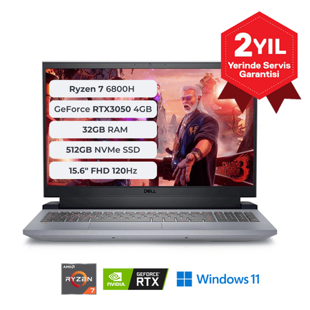 Dell G15 5525 Ryzen 7 6800H 32GB 512GB SSD 4GB RTX3050 15.6 FHD 120Hz Windows 11 G5525150032GB