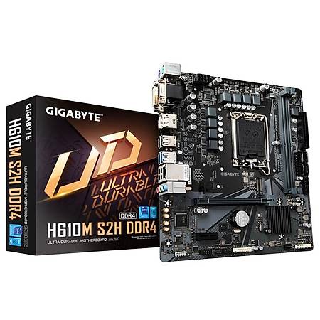 Gigabyte H610M S2H DDR4 3200MHz M.2 USB 3.2 VGA DVI DP HDMI 1G LAN mATX Soket 1700
