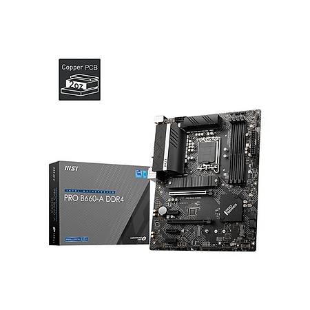 MSI PRO B660-A DDR4 4800MHz VGA HDMI DP M.2 USB3.2 2.5G LAN ATX Soket 1700