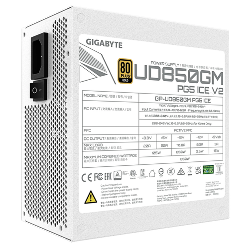 Gigabyte UD850GM PG5 V2 ICE 850W 80 Plus Gold Full Mod�ler Power Supply