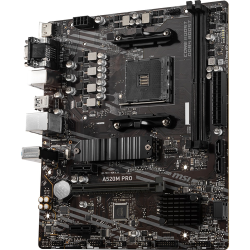 MSI A520M PRO DDR4 4600MHz (OC) VGA DVI HDMI M.2 USB 3.2 mATX AM4