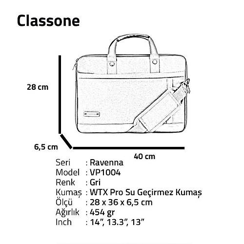 Classone Ravenna WTXpro Su Geirmez 14 Laptop antas Gri VP1004