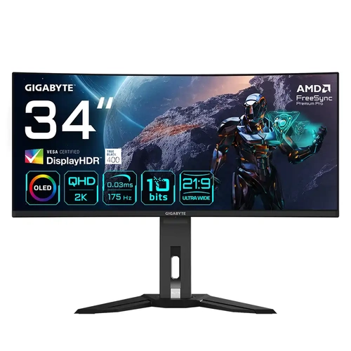 Gigabyte MO34WQC 34 3440x1440 175Hz 0.03 ms HDMI DP Type-C HDR 400 Curved OLED Gaming Monit�r