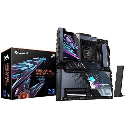 Gigabyte Z890 AORUS MASTER AI TOP DDR5 9500MHz (O.C) M.2 HDMI DP 10GbE Lan Wi-Fi 7 E-ATX Soket 1851 Anakart