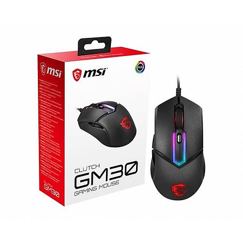 MSI Clutch GM30 6200 DPI Optik Siyah RGB Oyuncu Mouse