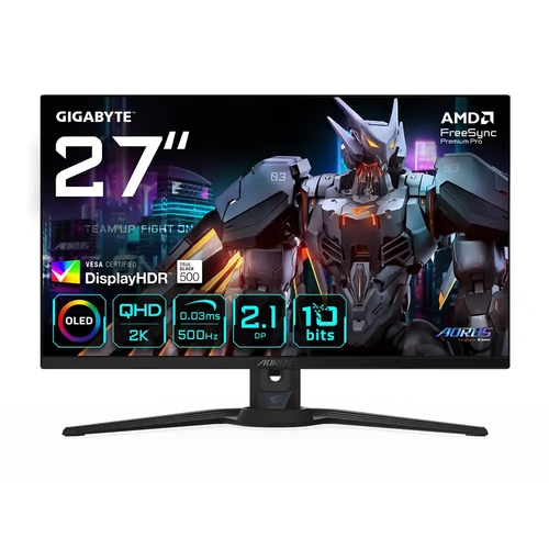 Gigabyte AORUS FO27Q5P 27 2560x1440 QHD 500Hz 0.03 ms HDMI DP mDP Type-C QD-OLED Gaming Monitör