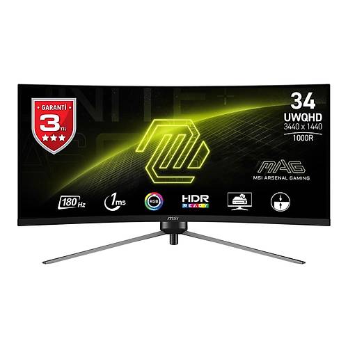 MSI MAG 345CQR 34 3440x1440 180Hz 1ms HDMI DP FreeSync Premium Curved Gaming Monitr