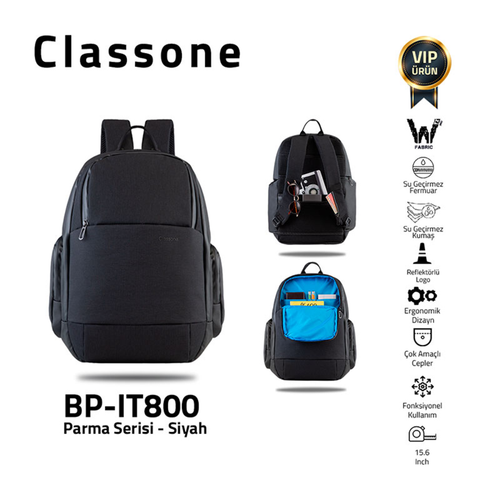 Classone Parma WTXpro Su Ge�irmez 15.6 Notebook S�rt �antas� Siyah BP-IT800