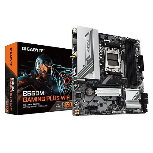 Gigabyte B650M Gaming Plus Wi-Fi DDR5 8000MHz (OC) M.2 HDMI DP 2.5GbE Lan Wi-Fi 6E mATX AM5 Anakart