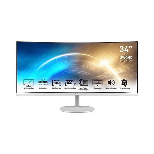 MSI PRO MP341CQW 34 3440x1440 UWQHD 100Hz 1ms HDMI DP Curved 1500R FreeSync Led Monitr