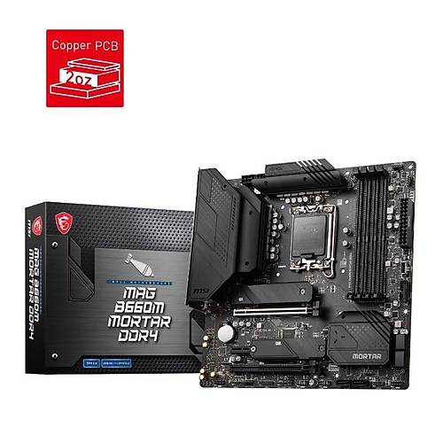 MSI MAG B660M MORTAR DDR4 4800MHz (OC) PCI-E Gen 4 M.2 HDMI DP USB 3.2 1x2.5G LAN mATX Soket 1700