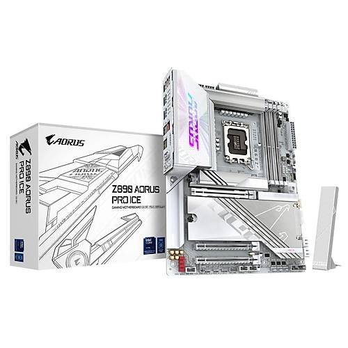 Gigabyte Z890 AORUS PRO ICE DDR5 9500 MHz (OC) M.2 USB 2.0 USB 3.2 Thunderbolt Wi-Fi 7 5G LAN ATX Soket 1851