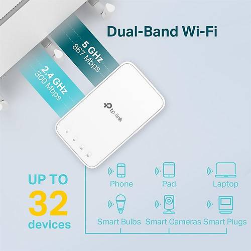 TP-Link RE300 AC1200 5GHz 867Mbps Dual Band Wi-Fi Menzil Geniletici