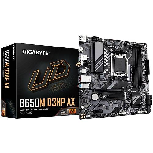 Gigabyte B650M D3HP AX DDR5 7600MHz (OC) M.2 HDMI DP 2.5GbE Lan Wi-Fi 6E mATX AM5 Anakart