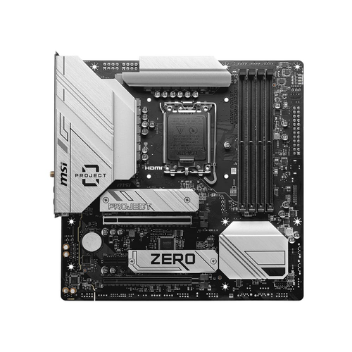 MSI B760M PROJECT ZERO DDR5 7800MHz (OC) PCI-E M.2 USB 3.2 HDMI DP 1x 2.5G LAN WiFi 6E mATX Soket 1700