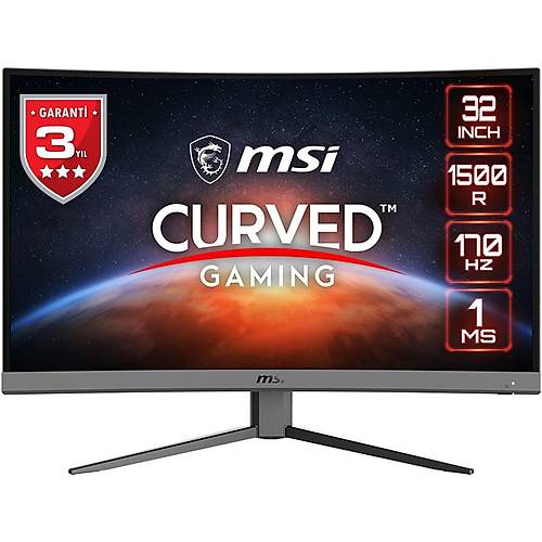 MSI G32C4 E2 31.5 1920x1080 170Hz 1ms HDMI DP 1500R Curved Led Gaming Monitr