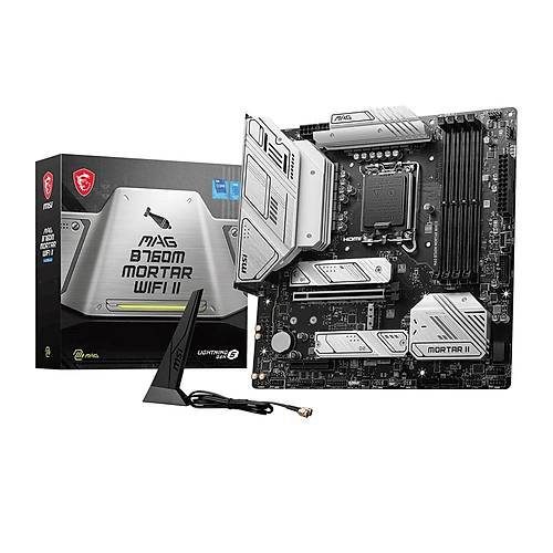 MSI MAG B760M MORTAR WiFi II DDR5 7800MHz (OC) PCI-E Gen5 M.2 USB 3.2 HDMI DP 1x2.5G LAN WiFi 6E mATX Soket 1700