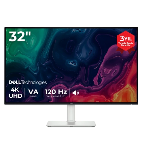 Dell 32 Plus S3225QS 3840x2160 4K UHD 120Hz 4ms HDMI DP HDR10 VA FreeSync Premium Profesyonel Monitor