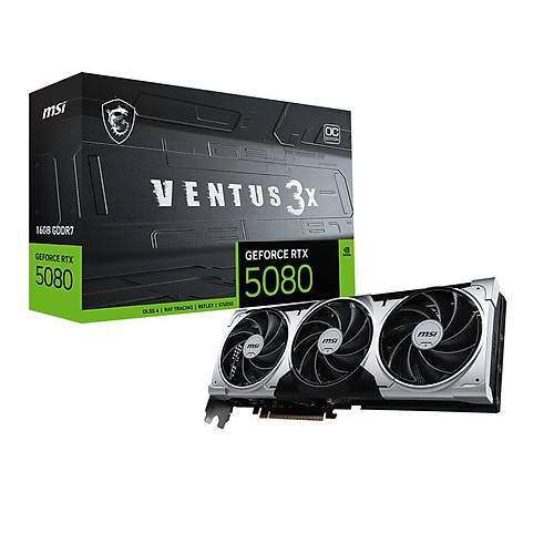 MSI GeForce RTX 5080 16G Ventus 3X OC Plus 16GB GDDR7 256bit DX12 PCIe 5.0 (3xDP 1xHDMI) Ekran Kart