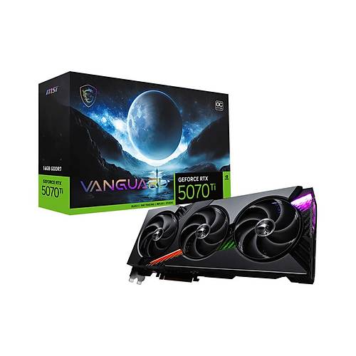 MSI GeForce RTX 5070 Ti 16G Vanguard OC 16GB GDDR7 256bit DX12 PCIe 5.0 (3xDP 1xHDMI) Ekran Kart