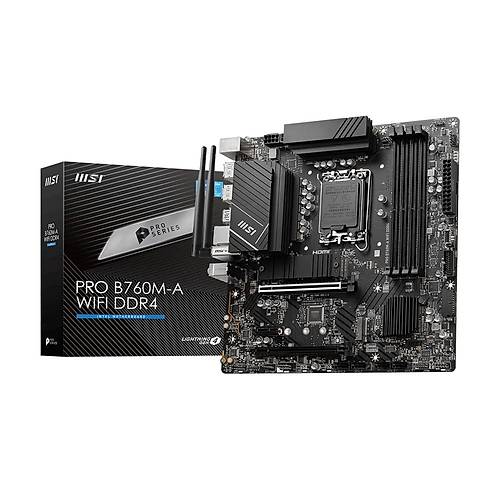 MSI PRO B760M-A WiFi DDR4 5333MHz (OC) PCI-E M.2 USB 3.2 HDMI DP 1x2.5G LAN WiFi 6E mATX Soket 1700