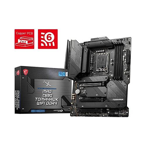 MSI MAG Z690 TOMAHAWK WiFi DDR4 5200MHz (OC) PCI-E Gen 5 M.2 USB 3.2 2.5G LAN WiFi 6 ATX Soket 1700