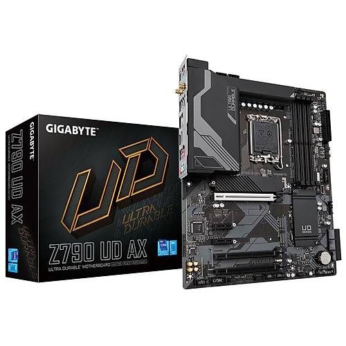 Gigabyte Z790 UD AX Wi-Fi DDR5 7600 MHz (OC) PCI-E Gen5 M.2 USB 3.2 DP HDMI 2.5G LAN Wi-Fi 6E ATX Soket 1700