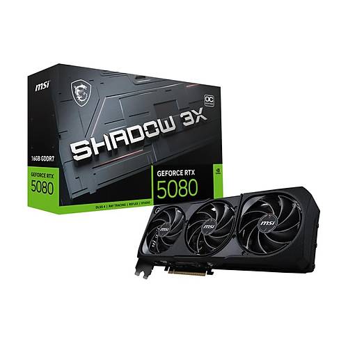 MSI GeForce RTX 5080 16G Shadow 3X OC 16GB GDDR7 256bit DX12 PCIe 5.0 (3xDP 1xHDMI) Ekran Kart