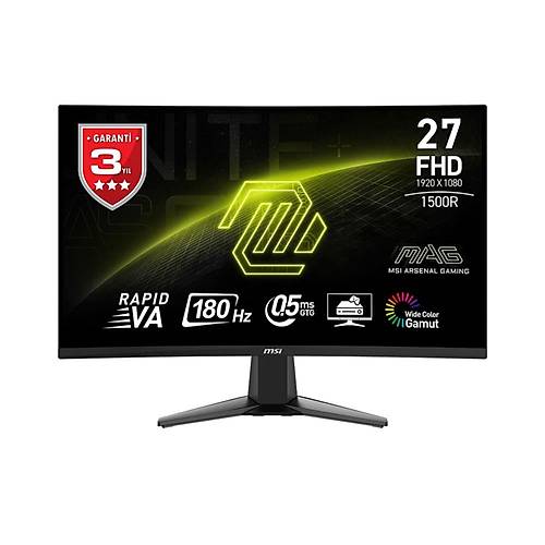 MSI MAG 27C6F 27 1920x1080 180Hz 1ms HDMI DP Adaptive Sync Curve 1500R Gaming Monitr