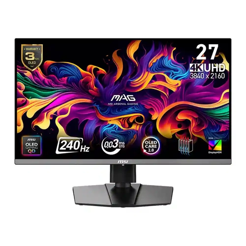 MSI MAG 272UP QD-OLED X24 26.5 3840x2160 UHD 240Hz 0.03 ms HDMI DP Type-C True Black 400 G-Sync QD-OLED Gaming Monit�r
