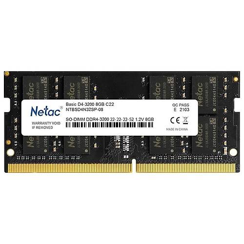 Netac Basic 8GB DDR4 3200MHz CL22 SODIMM Notebook Ram NTBSD4N32SP-08