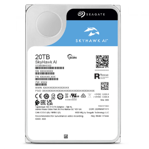 Seagate SkyHawk AI 20TB 7200RPM 512MB Sata 3 ST20000VE003 7/24 G�venlik Diski