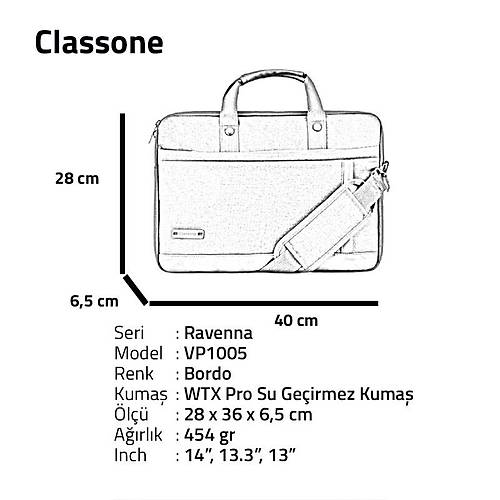 Classone Ravenna WTXpro Su Geirmez 14 Laptop antas Bordo VP1005