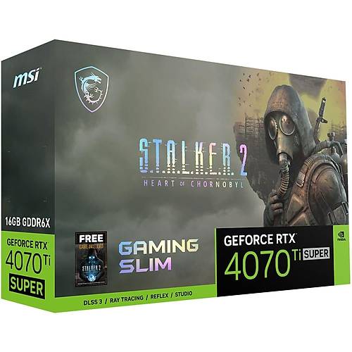 MSI GeForce RTX 4070 Ti Super 16G Gaming Slim Stalker 2 Edition 16GB GDDR6X 256Bit DX12 PCIe 4.0 X16 DLSS 3 Ekran Kart (3xDP 1xHDMI)