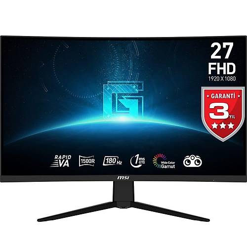 MSI G27C3F 27 1920x1080 180Hz 1ms HDMI DP Curved 1500R FreeSync Led Gaming Monitr