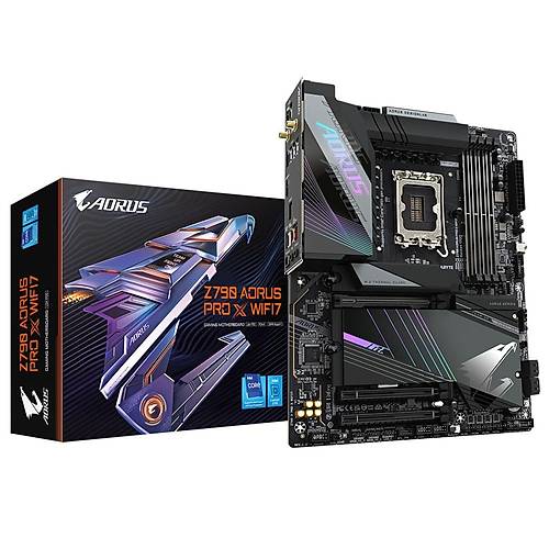 Gigabyte Z790 AORUS PRO X WIFI7 Wi-Fi DDR5 8266 MHz (OC) PCI-E Gen5 M.2 USB 3.2 DP HDMI 5G LAN Wi-Fi 7 ATX Soket 1700