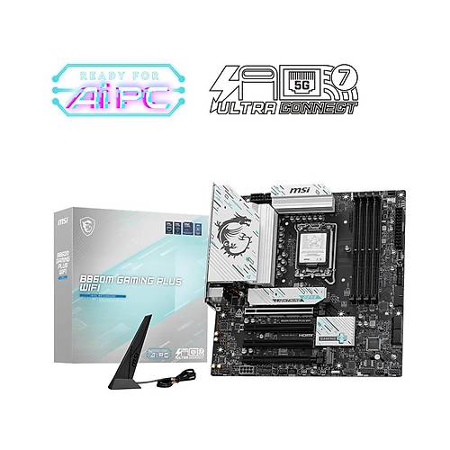 MSI B860M GAMING PLUS WiFi DDR5 8600MHz (OC) 3xM.2 Thunderbolt 4 HDMI DP 5G LAN WiFi 7 mATX Soket 1851