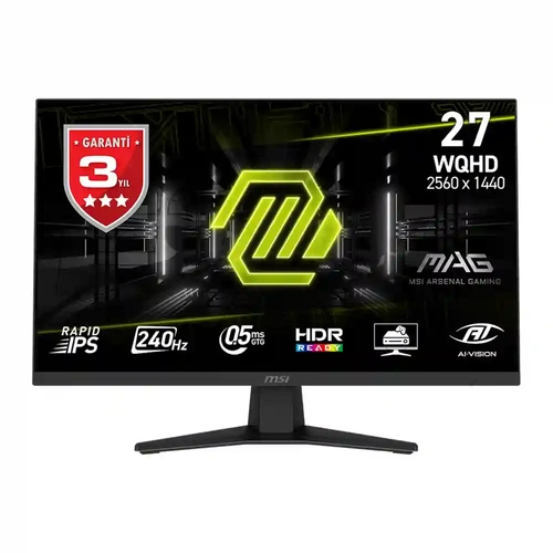 MSI MAG 274QF X24 27 2560x1440 WQHD 240Hz 0.5ms HDMI DP FreeSync Premium Rapid IPS Gaming Monit�r