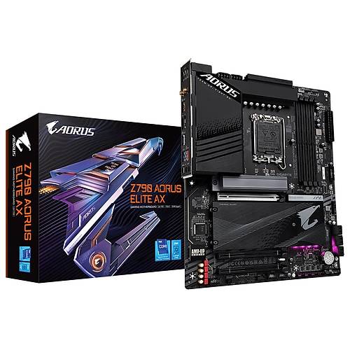 Gigabyte Z790 AORUS ELITE AX Wi-Fi DDR5 7600 MHz (OC) M.2 USB 3.2 DP HDMI Thunderbolt 2.5G LAN Wi-Fi 6E ATX Soket 1700