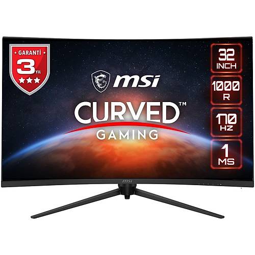 MSI G321CQP E2 31.5 2560x1440 170Hz 1ms HDMI DP Curved Led Gaming Monitr